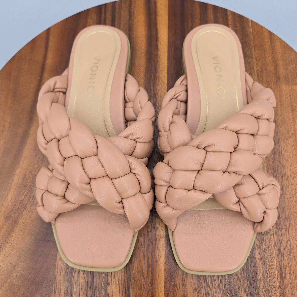 Vionic Kalina Sandals Womens 6.5 Braided Cross Strap Open Toe Orthotic Slides - Picture 5 of 7